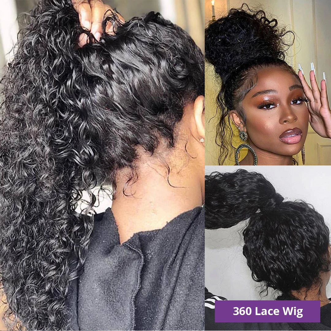 360 Curly Human Hair Wigs For Black Women Human Hair 4x4 5x5 Water Wave Lace Closure Wig 13x4 13x6 Hd Deep Wave Lace Frontal Wig