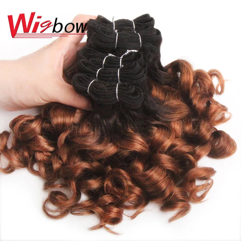 Brazilian Hair Weave Bundles 100% Human Hair Bundles Funmi Hair 6 Pcs Short Curly Hair Bundles Colored Raw Human Hair Extension