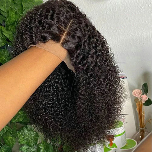 Glueless Kinky Curly Bob Wig Ready To Wear 13X4 Lace Frontal Short Curly Bob Wigs 100% Human Hair Wigs For Women 180% Brazilian