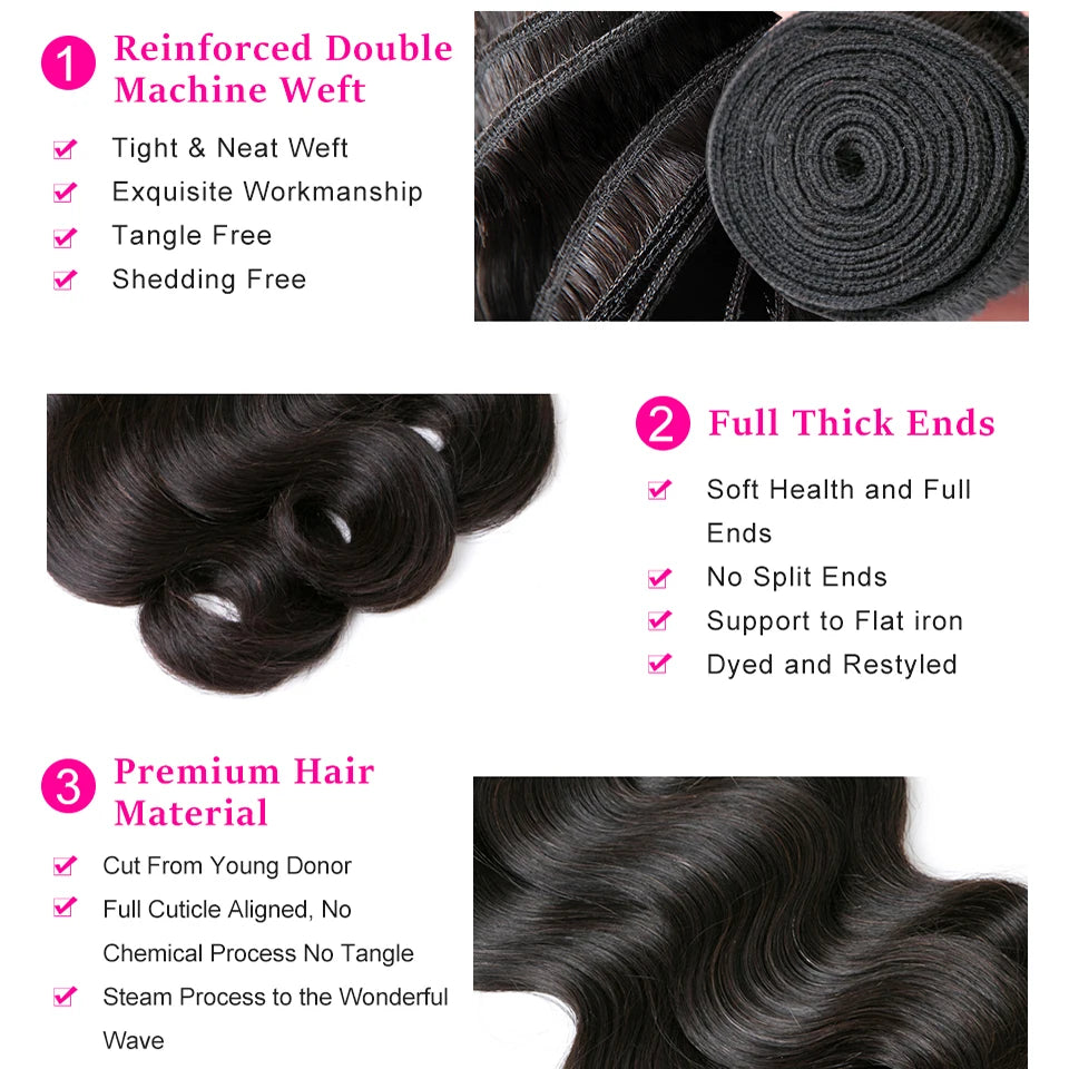 12A Body Wave Bundles 30 Inch Raw Indian 100% Human Hair Extensions 1 3 4 Bundles Deal