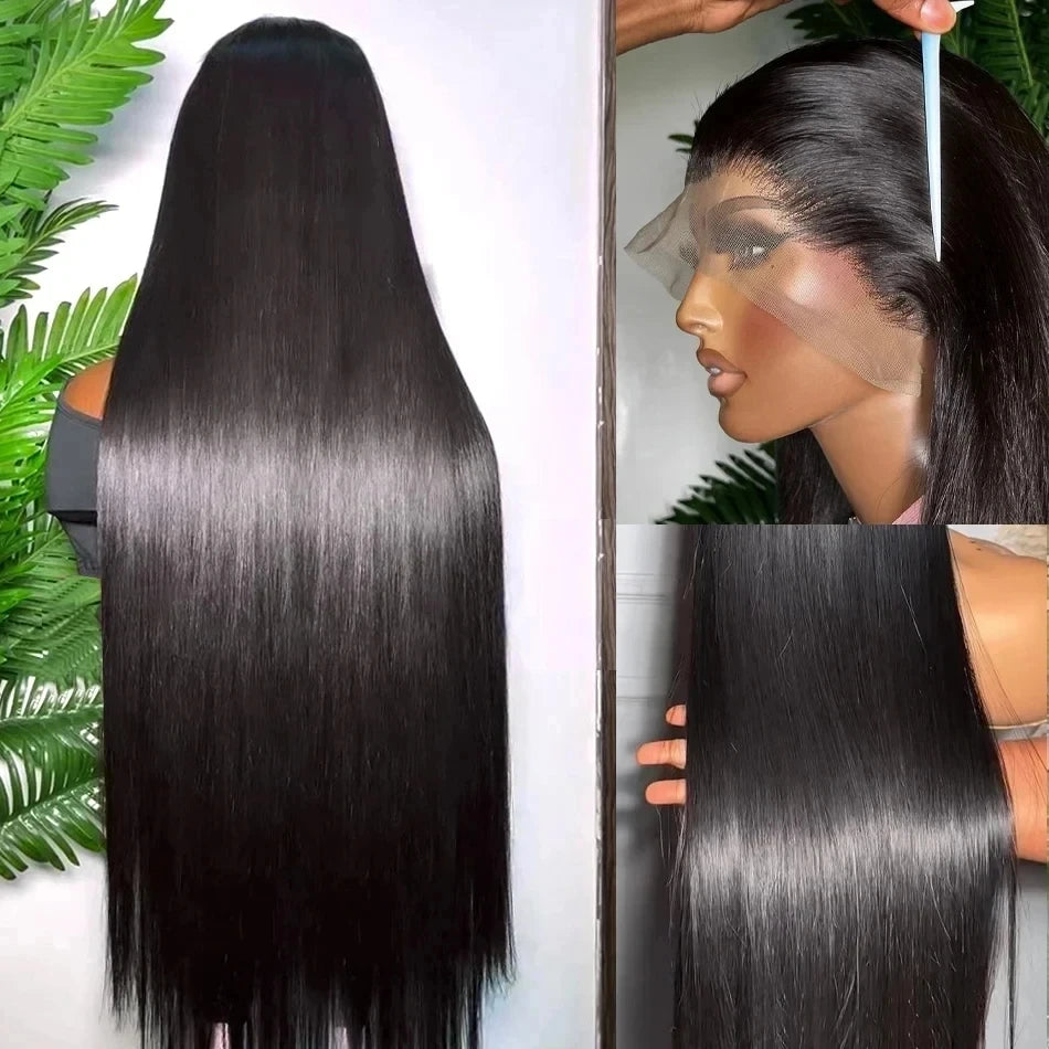 30 Inch 200 Density Bone Straight 13x4 Lace Front Human Hair Wigs For Black Women Brazilian 13x6 HD Transparent Lace Frontal Wig