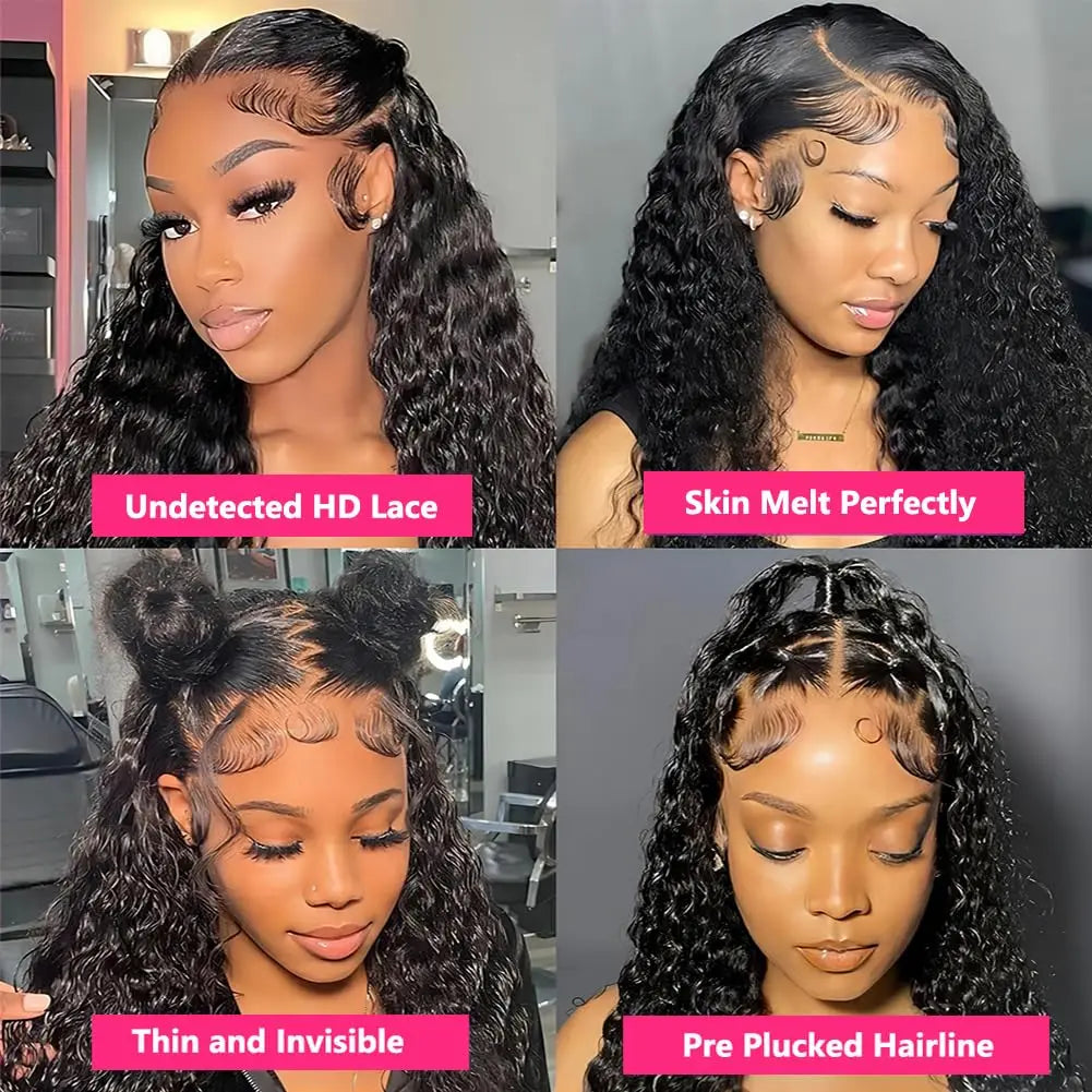 40inch Water Wave Curly Lace Frontal Wigs 13x4 13x6 HD Deep Wave Lace Frontal Wig 360 Full Human Hair Wigs For Women On Sale