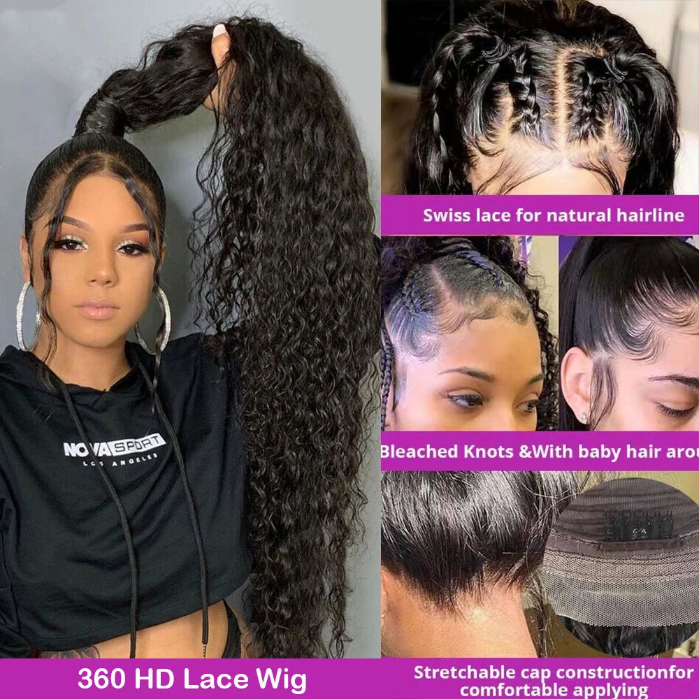 30 40 Inch Loose Deep Wave 13x6 Hd Lace Frontal Wig 360 Full Lace Curly Human Hair Wigs for Women 13x4 Water Wave Lace Front Wig