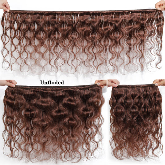 Colored Bundles With Closure Body Wave Brazilian Human Hair Weave Bundles With HD Lace Closure Ombre Brown Extensions For Women
