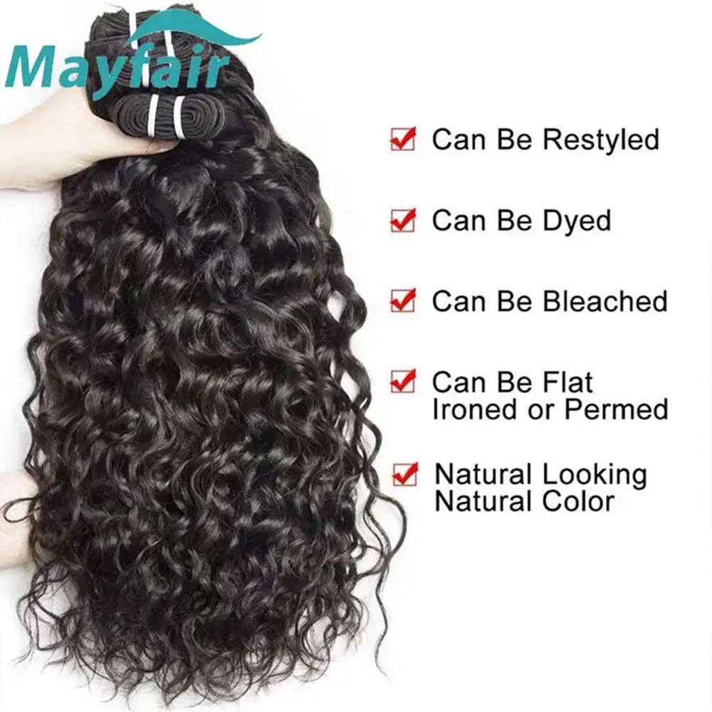 100% Unprocessed Malaysian Remy Human Hair Extensions Wet and 12A Water Wave Bundle Deals