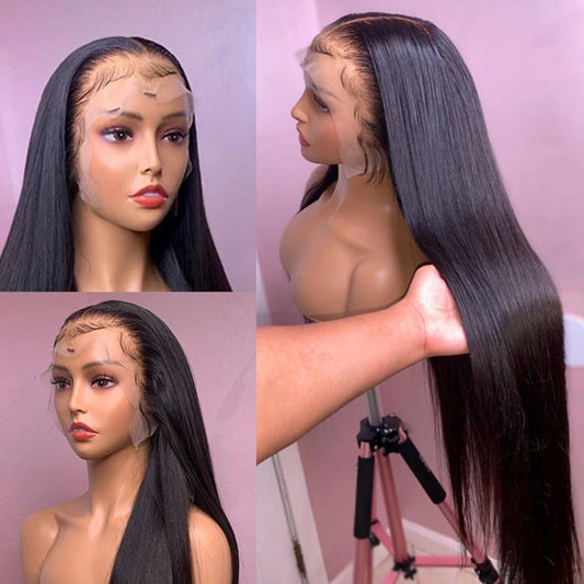 30 40 Inch Straight HD Lace Front Wig Brazilian Glueless Frontal pre plucked Bob Wigs For Women Choice Human Hair 250 Density