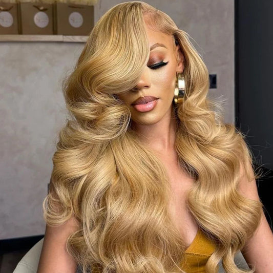 Honey Blonde Lace Front Human Hair Wigs PrePlucked Glueless Brazilian 27# Colored 13x4 Body Wave HD Lace Frontal Wigs On Sale