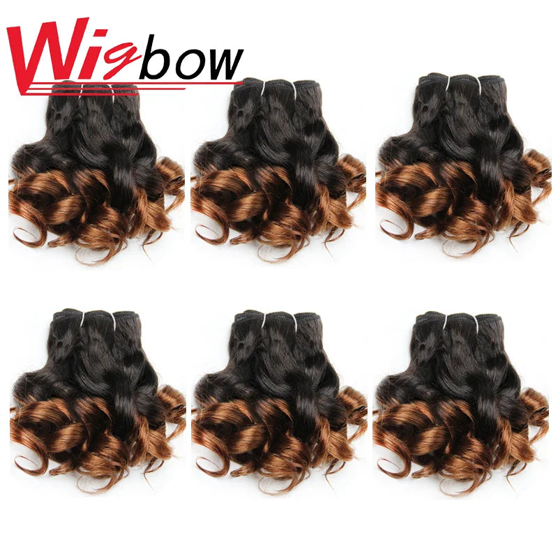 Brazilian Hair Weave Bundles 100% Human Hair Bundles Funmi Hair 6 Pcs Short Curly Hair Bundles Colored Raw Human Hair Extension