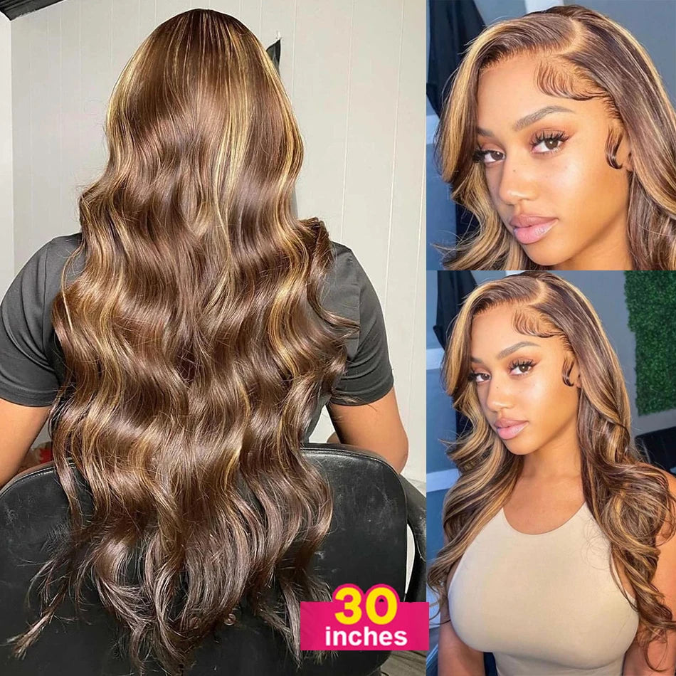 Highlight Wig Human Hair 13x4 13x6 Lace Frontal Wig Human Hair Wigs For Women 30 40 Inch Honey Blonde Body Wave Lace Front Wig