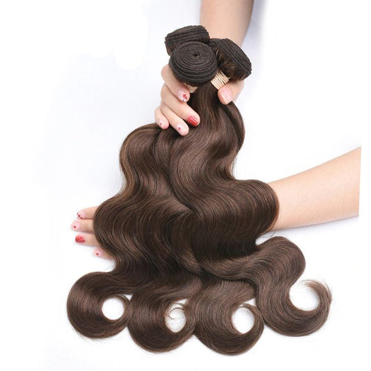 #4 Brown Brazilian Human Hair Bundles 100%  Natural Remy Hair Extensions For Women 1/3/4pcs Colored